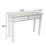 2-Drawer Modern Style Computer Desk MDF Mirror Dressing Table 41.34*14.17*29.92in Silver - Image 7