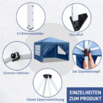 3 x 3m Two Doors & Two Windows Practical Waterproof Right-Angle Folding Tent Blue - Image 12