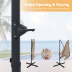 10x10 Ft Beige Solar LED Cantilever Patio Umbrella 360° Rotation Offset Hanging Umbrella with Lights - Image 5
