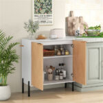 Elegant 2-Door Cupboard Cabinet, Suitable for Kitchen/Dining Room/Entryway, Easy to Organize-White - Image 2