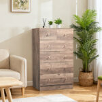 R279-9 Gray Particleboard with Textured Melamine Finish, 66*40*111cm, 4+2 Drawer Cabinet, Matte Gold Handles - Image 7