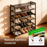 26.8*9.84*35.4in 6-Tier Flat Bamboo Shoe Rack, Coffee Color - Image 5