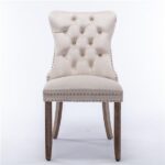 Modern, High-end Tufted Solid Wood Contemporary Velvet Upholstered Dining Chair with Wood Legs Nailhead Trim 2-Pcs Set,Beige, SW2001BG - Image 2
