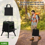 Foldable Utility Wagon,Adjustable Handle Outdoor Wagon, Puncture-Proof Wheels with Brakes, Removable Bag & Side Pockets-Red - Image 12