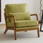 Low Arm Accent Chair - Olive Green Corduroy Upholstered Indoor Lounge Chair, Compact Single Seater with Sturdy Frame (330LBS Weight Capacity) - Image 15
