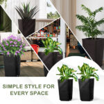 2 Pack Outdoor Tall Plastic Planter Set, Large Flower Pots with Drainage Holes, Durable Plant Pots for Porch Entryway Patio Yard Garden, Dark Brown - Image 12
