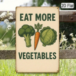 CIFbuy Retro Eat More Veggies Metal Tin Sign, 8x12 Inch 1PC 2D Flat Green Carrots Lettuce Vegetables Pattern Inspirational Farm Wall Ar TikTok, TikTok, l Ar Self-pickup Logiopics - Image 5