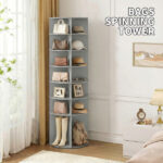 7-tier, 360° rotating wood-plastic composite shoe rack, 60*60*184cm, gray - Image 13