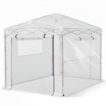 8*6ft Plastic Sprayed Iron Pipe PE Mesh Foldable Greenhouse Shed White