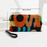 Colorful gradient leopard print plush handbag, detachable wristband, portable storage wallet for girls - Image 3