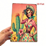 CIFbuy Vintage Western Cowgirl Cactus Metal Wall Art, 8x12 Inch Rustic Iron Sign, Southwestern Country Style Hanging Decor, 2D Flat Far TikTok, TikTok, n, Southwestern Country Style Hanging Decor Self-pickup Logiopics - Image 2