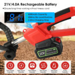 21V Electric Cordless Electric Soil Cultivator - 550W High Power 300RPM, 4-Blade 16 Steel Tines , 4000mAh Battery + Battery Display, Safety Protection + Auxiliary Handle, Perfect for Weeding/Lawn Care - Image 3