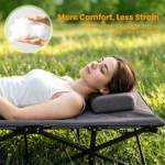 600 LBS Heavy Duty Foldable Camping Cot, 10s Quick Setup Outdoor Sleeping Cot with Cotton-Padded Headrest, Side Storage Pouch Anti-Slip Metal Frame Portable Elevated Sleep Bed with Carry Bag for Camping Travel Home Gray - Image 6