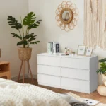 6 Drawer Double Dresser for Bedroom, Wide Storage Cabinet for Living Room Home Entryway, White - Image 3