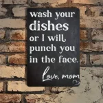 CIFbuy Funny Dishwashing Rule Metal Wall Decor Mom's Household Rules Country Farmhouse Retro Iron Wall Art Home Cabin Decor Novelty Housewarming Gift (TikTok, temu pick-up service)
