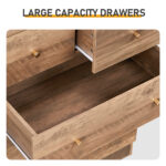 Gray particleboard with linen-textured melamine finish, 66*40*91cm, 3+2 drawers, drawer cabinet with matte gold handles - Image 4