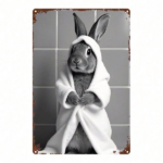 CIFbuy 1pc Black And White Bathrobe Rabbit Metal Sign, 8x12 Inch Minimalist Tin Sign Wall Art, Funny Bathroom Bedroom Home Decor For Me TikTok, TikTok, Tin Self-pickup Logiopics - Image 7