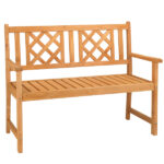 118*56.5*90cm Outdoor Garden Fir Grid Back Wooden Bench Burlywood - Image 5
