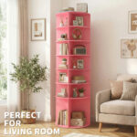 7-tier, 360° rotating wood-plastic composite shoe rack, 60*60*184cm, pink - Image 12