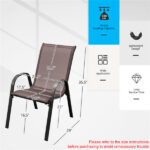 Brown 2 Pack Stackable Patio Dining Chairs, Ergonomic Steel Frame Breathable Fabric Outdoor Chairs 330 LBS Capacity - Image 3