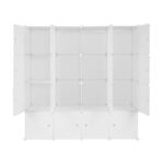 4-layer 16 Cube Organizer Stackable Plastic Cube Storage, Plastic + Steel Wire with 3 Clothes Rails, Free to Assemble, White - Image 4