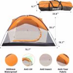 2/6 Family Camping Tents, Outdoor Double Layers Waterproof Windproof with Top Roof Rainproof and Large Mesh Windows Portable Easy Set Up Camping Gear with Carry Bag for All Seasons - Image 2