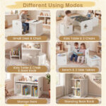 Kids Table and 2 Chairs Set with Chalkboard, Multi-Purpose Toddler Activity Table for Drawing, Eating & Studying - Image 10