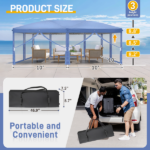 Same Code 24768999 10x20 ft Blue Pop Up Canopy Tent, Instant Folding Shelter with 6 Mesh Panels, 2 Doors & 4 Mesh Windows, 28/22mm Powder Coated Iron Legs, 10x20mm Reinforced Crossbar, 210D Oxford Fabric Outdoor Foldable Canopy with Carry Bag, Without Sandbags - Image 7
