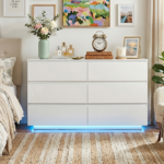 Handle-Free 6-Drawer Storage Cabinet Chest of Drawers with USB-Powered RGB LED Strip 47.24*15.75*27.56in High-Gloss White - Image 12