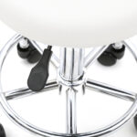 Round Shape Adjustable Salon Stool with Back and Line White - Image 7