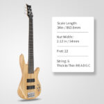 Full Size GIB 6 String H-H Pickup Electric Bass Guitar Bag Strap Pick Connector Wrench Tool Burlywood - Image 5