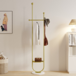 Clothing Rack, Golden Metal Freestanding Heavy Duty Clothes Rack with Marble Base, Multipurpose Garment Hanger for Bedroom, Hat, Scarf, Jacket - Image 5