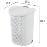 (2 pack) Wheeled Hamper, Plastic Laundry Hamper with Handle and Wheels for Easy Transport, White (Shipment from Walmart) - Image 4