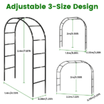 Freestanding Metal Trellis Arch Multi-Size Adjustable Modular Pipe Design, Black Iron Frame Segmented Assembly for Garden Climber Patio Wedding Decoration - Image 10