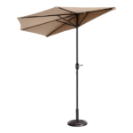 9FT Outdoor Half Patio Umbrella - Balcony Furniture, Beige - Image 4