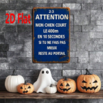 CIFbuy 1pc Funny French Dog Metal Sign, Beware My" Dog Can Run 400 Meters In 10 Seconds Otherwise Stay At The Door, At The Door, 2D Flat Unframed Dec Beware My DoikTok, Beware My DoikTok, t Self-pickup Logiopics - Image 4