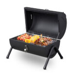 Portable Charcoal Grill with Thermometer & Wooden Handle, Compact Tabletop Barbecue Grill for Outdoor Camping BBQ Grilling Backyard Party Cooking - Image 2