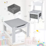 2-in-1 Kids Activity Table and Chairs Set, Double-Sided Whiteboard & Blackboard, with Hidden Storage, Certified Non-Toxic MDF, Perfect Gift for 3-7 Years Old (White) - Image 5