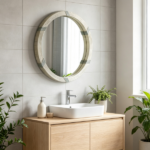 30.75" Natural Wood Round Mirror – Farmhouse Wall Decor, Suitable for Living Room and Bedroom Wall Decoration - Image 5