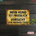 CIFbuy Retro German Slogan Metal Sign My Dog Is" Friendly Beware Of Owner Humorous Warning, Iron Tin Sign 2D Flat Decor 7.87x11.81 Dog Is FrieikTok, Dog Is FrieikTok, t Self-pickup Logiopics - Image 5