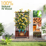 Wooden Planter with Trellis, 50" Tall Elevated Garden Bed Outdoor with Wheels, Freestanding Planter Box with Drainage Holes for Flower, Vegetable, Fruit, Herb in Garden, Patio, Balcony - Image 21