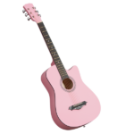 Matte Pink 38-inch Acoustic Guitar with Picks, Strings, Capo, Case, Tuner, and Strap - Image 2