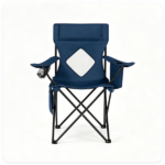 Folding Camping Chair, Heavy-Duty Metal Frame Portable Outdoor Chair with Cup Holder, Insulated Cooler Bag & Side Pocket for Camping Fishing Beach - Blue - Image 5