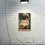 CIFbuy 1pc Pug Chef Metal Sign, Wall Decor, Funny Skinny Cook Dog Illustration With Apron, Illustration With Apron, Whimsical Kitchen Home Sign, RusikTok, Sign, RusikTok, ustration With Apron Self-l ckup Logiopome - Image 4