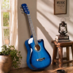 Blue 38-inch Acoustic Guitar with Picks, Strings, Capo, Case, Tuner, and Strap - Image 11