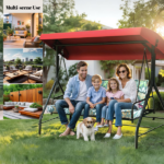 Outdoor Swing Cushions 70 Inch, Waterproof 4" Thick Porch Swing Cushion Replacement with Backrest and Ties, Comfortable 2-3 Seat Pation Swing Pad for Backyard, Garden, Lawn, Outdoor Furniture Green flower - Image 7