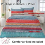 3 Pieces Orange Blue Boho Pattern Bedding Duvet Cover Set King for Adults Bedroom Decor - Image 3