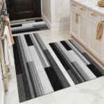Three-piece kitchen rug set, non-slip and washable, abstract pattern kitchen hallway rug, soft and comfortable, suitable for sinks, floors, entrances, hallways and bathrooms.