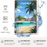 CIFbuy Vintage Zanzibar Tanzania Tropical Beach Metal Wall Art" Rustic Retro Iron Tin Sign, Inch 2D Flat Decorative Painting For H MetaikTok, MetaikTok, t Self-pickup Logiopics - Image 4