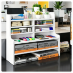 6-Tier Wooden Desktop Organizer, Adjustable Removable Shelves Craft Storage Rack with Anti-Fall Baffles for Pens Washi Tapes Stickers - Image 6